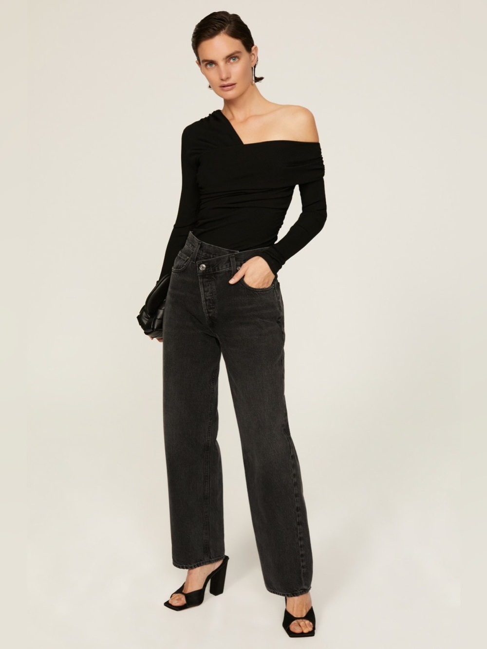 Agolde Criss Cross Black Straight Leg High-Rise Jeans - Picture 2 of 11